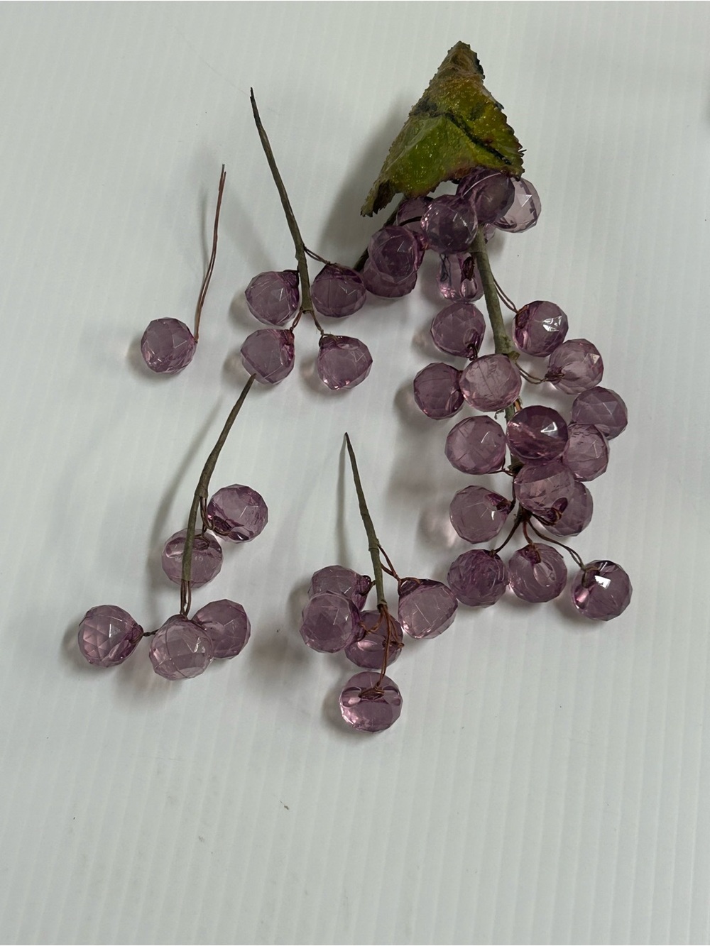 Vintage Beaded Grapes Faceted Cluster Purple Home Decor 8" NEEDS REPAIR